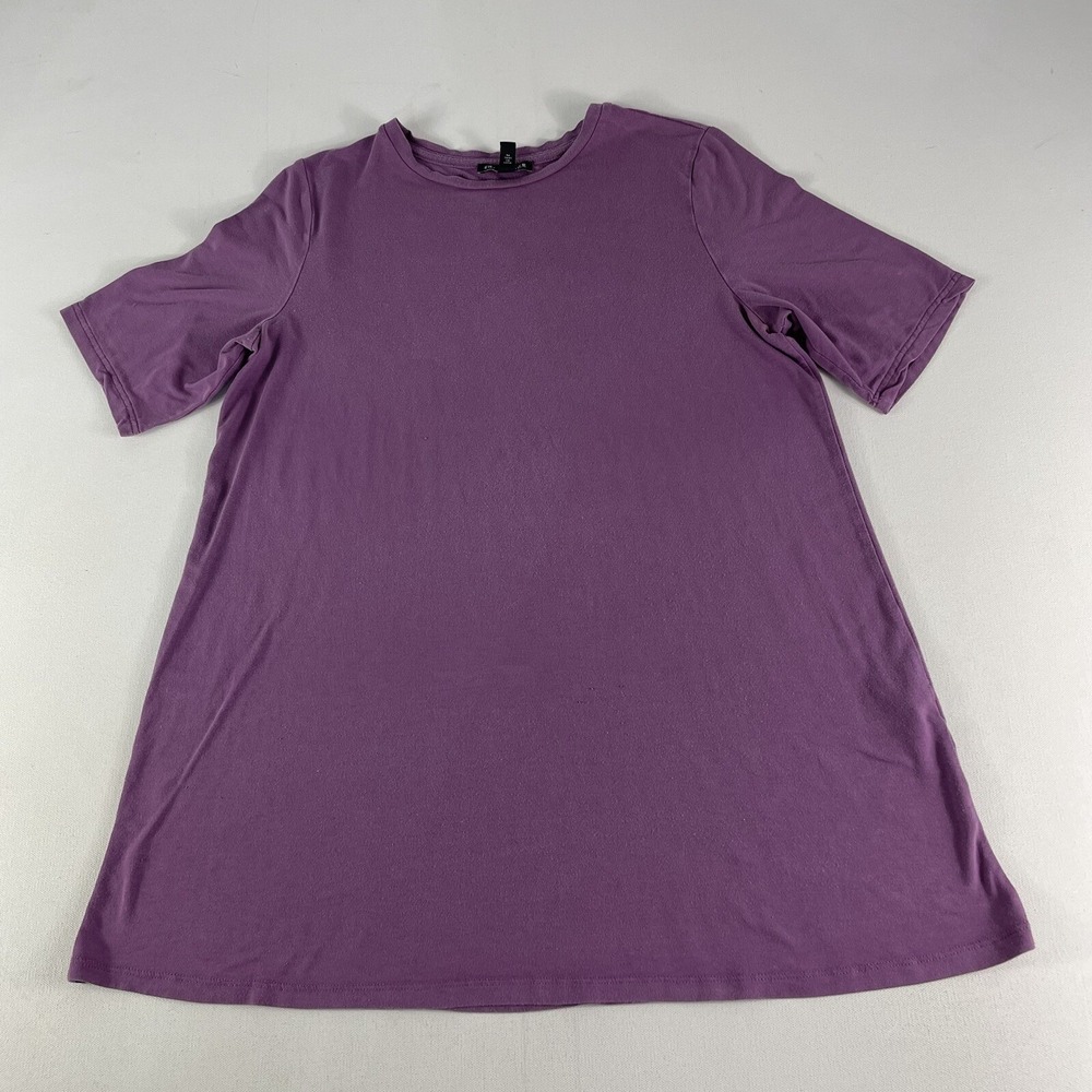 Eileen Fisher Tunic Top Womens XS Purple Short Sleeve Shirt Tencel Stretch